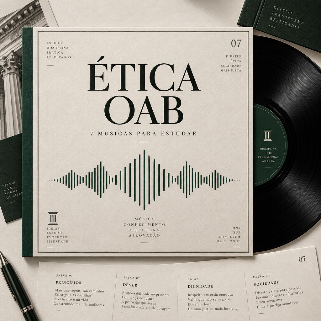 Capa editorial do Pack Ética OAB com disco e ondas sonoras