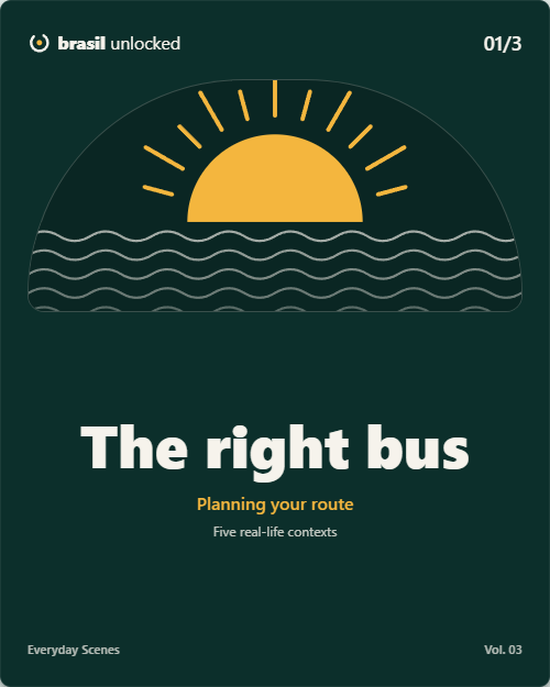 First flashcard from On the Bus: The right bus