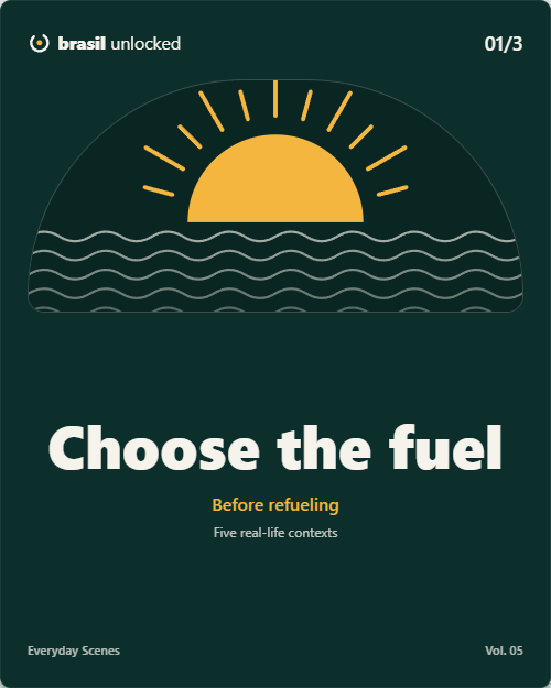 First flashcard from At the Gas Station: Choose the fuel