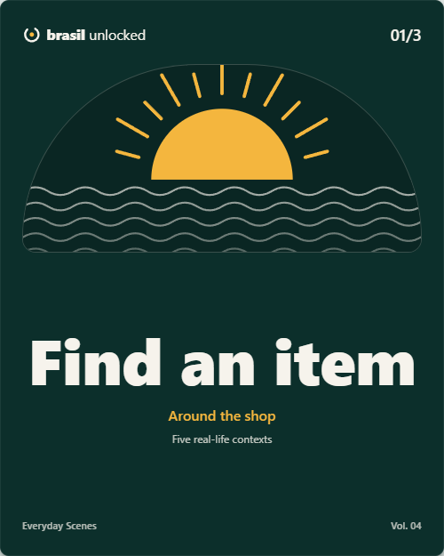 First flashcard from At the Shops: Find an item